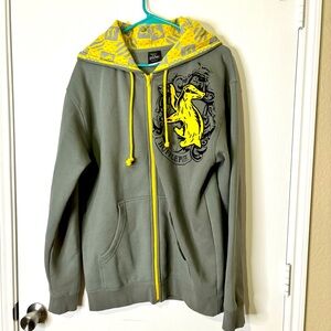 Harry Potter Hufflepuff crest full zip hoodie jacket lined hood size Med Unisex